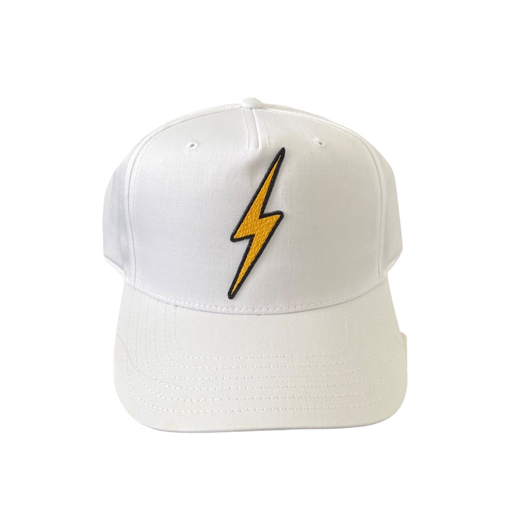 Aviator Nation White Hat with Gold Lightning
